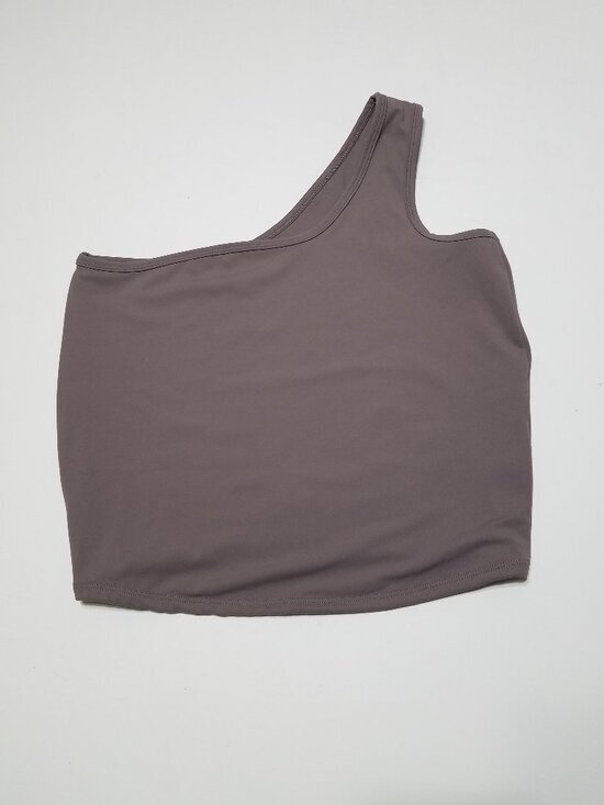 Five the label Tops - Five the label One Shoulder Taupe Gray Active Cropped Top Size XL